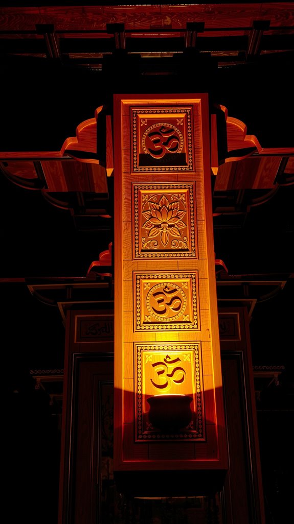 elegant wood mandir ceiling