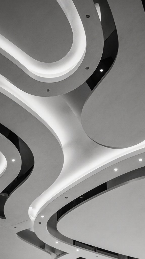 layered ceilings define zones