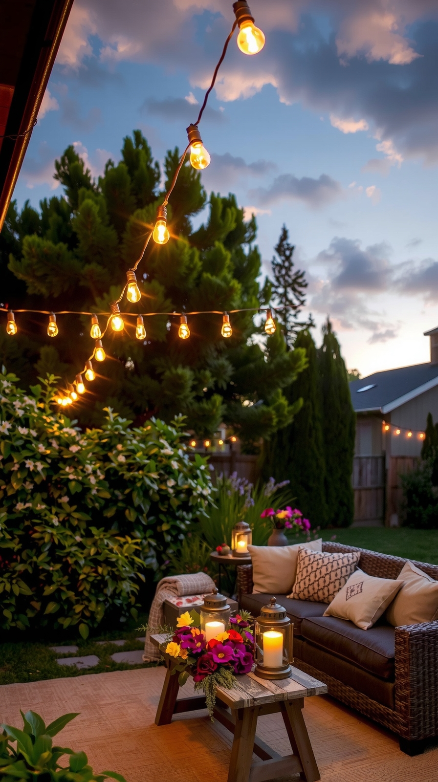 cozy illuminated patio ambiance