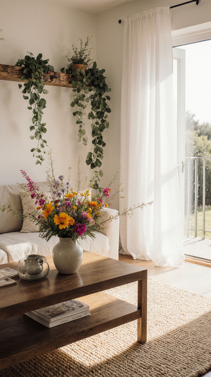 fresh greenery and flowers
