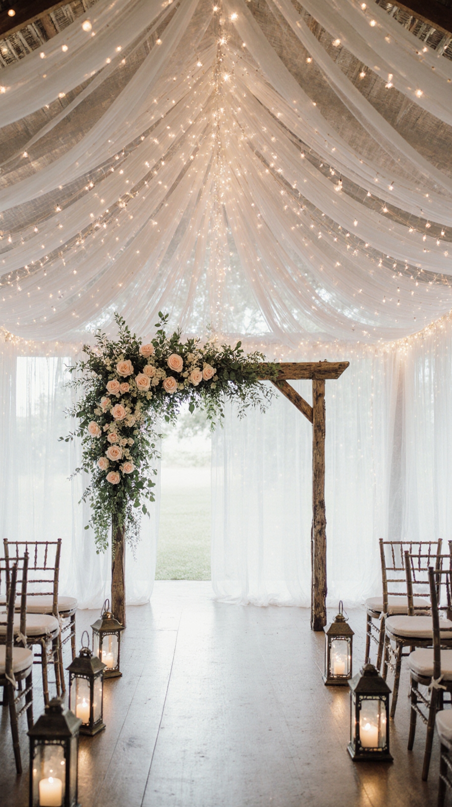 romantic sheer ceiling draping
