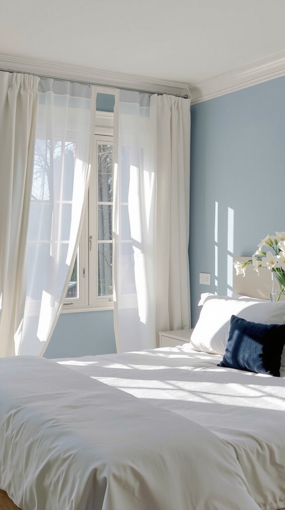 serene pale sky blue bedroom