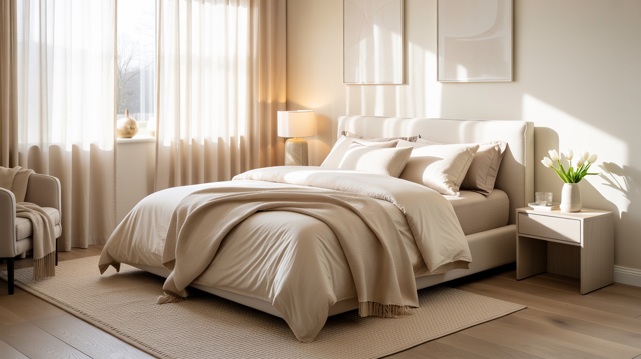 soft calm neutral bedroom
