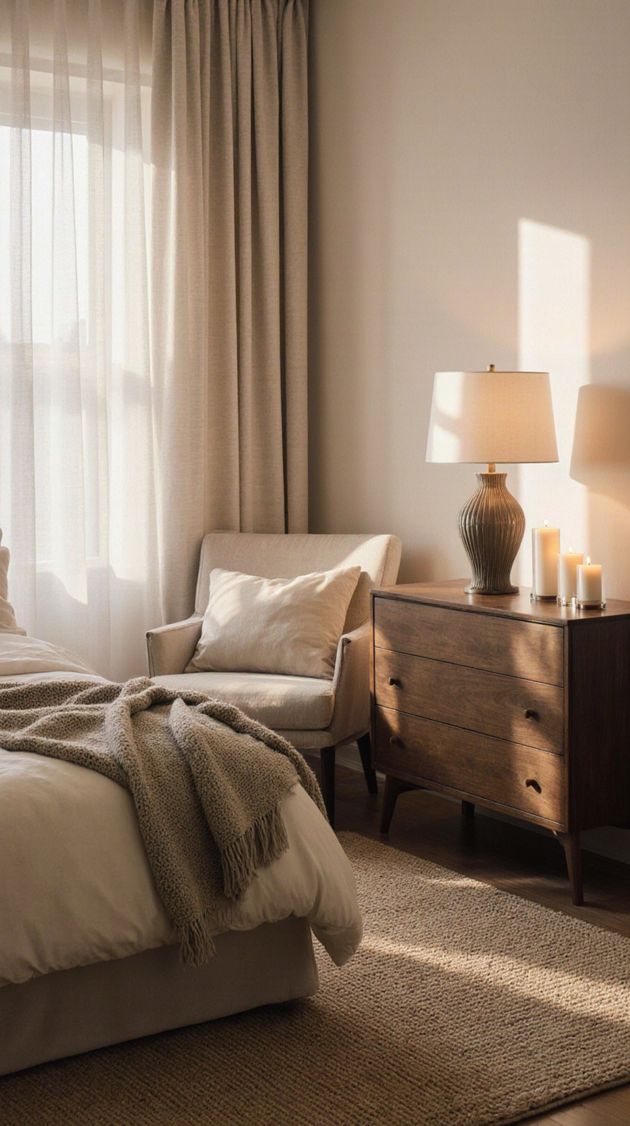 warm layered bedroom lighting