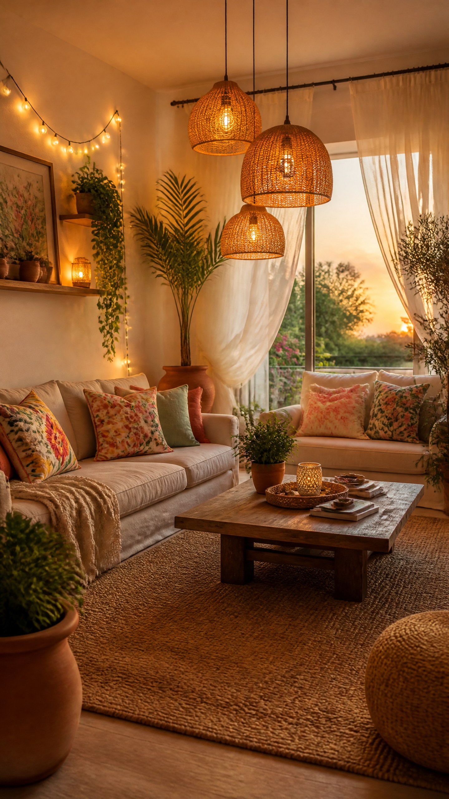 warm layered evening lighting