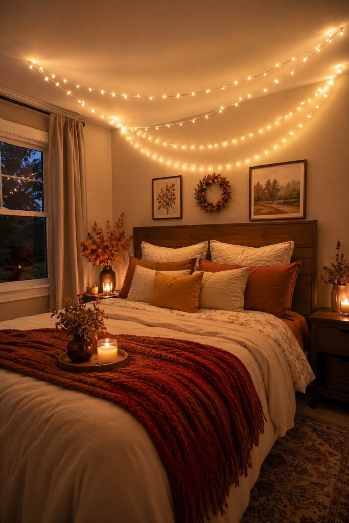 Fairy Light Canopy Over the Bed