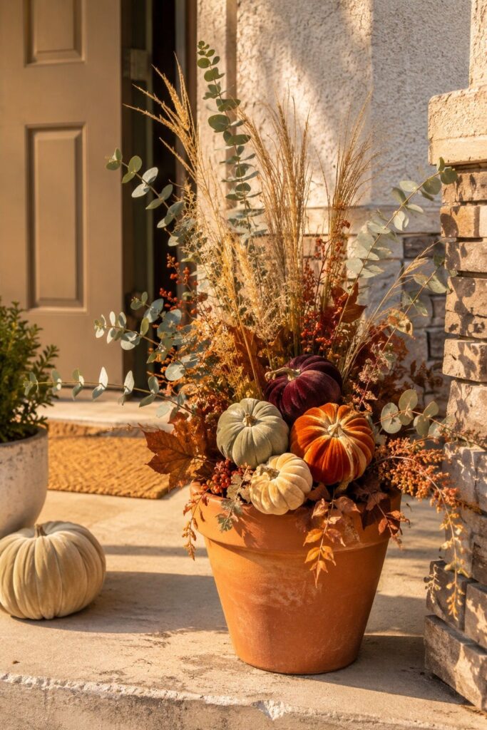Faux Fall Planters for Full Sun, Hot Climates, and Zero Maintenance