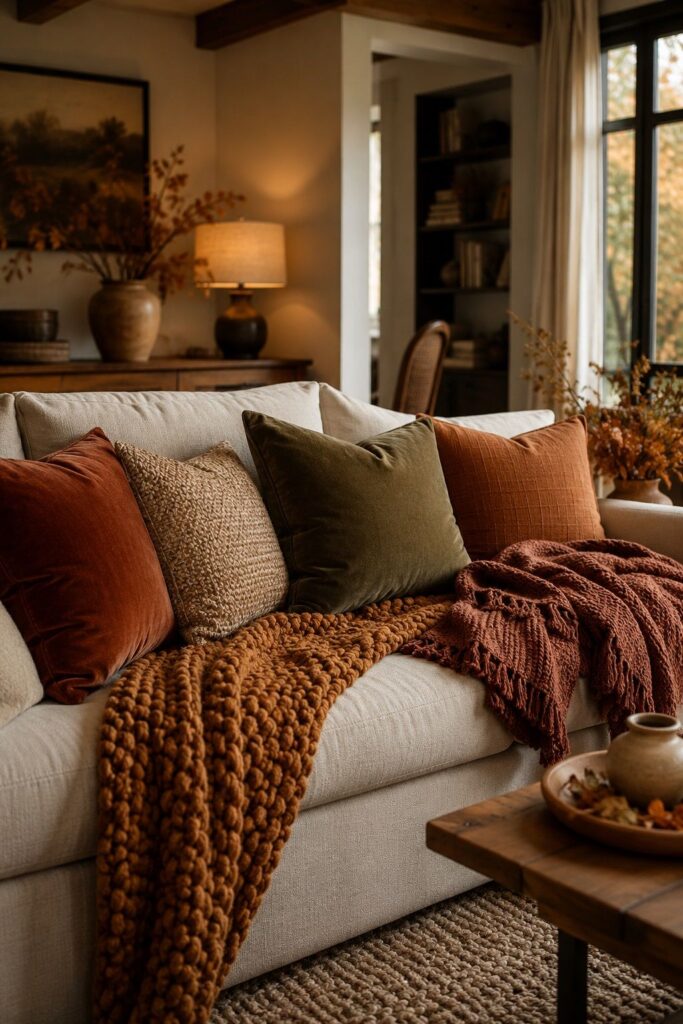 Start by Swapping Out Your Throw Pillows and Blankets