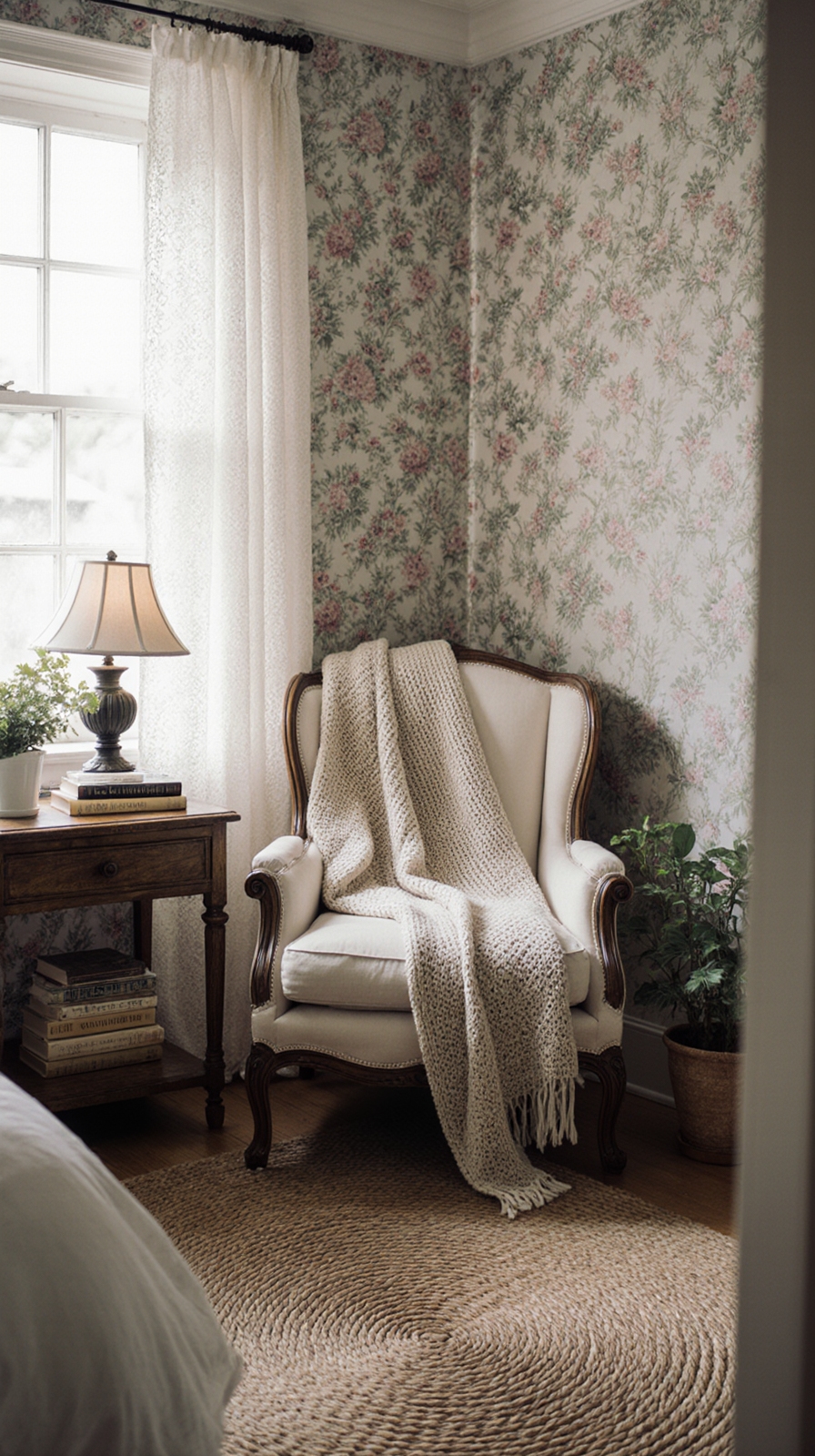 cozy farmhouse reading nook