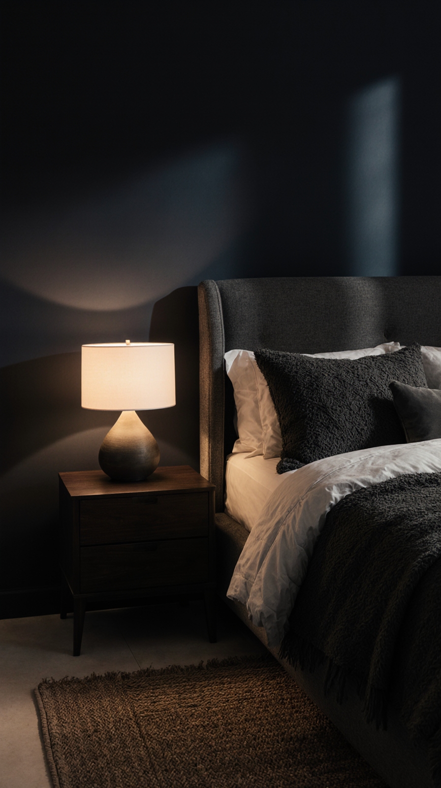 grounding dark bedroom furniture