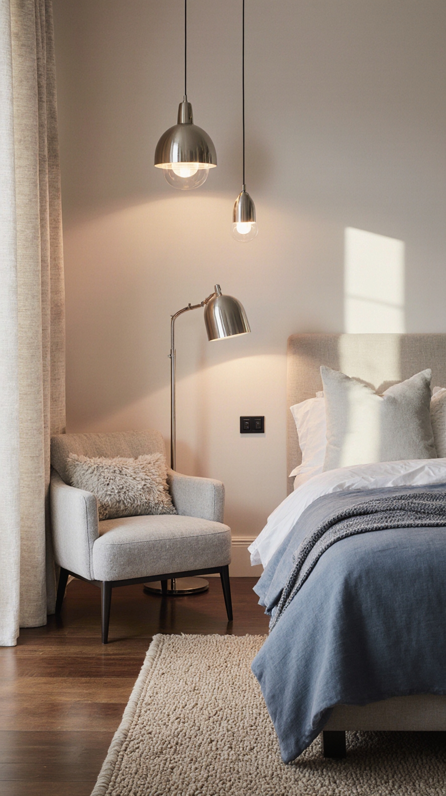 layered warm bedroom lighting