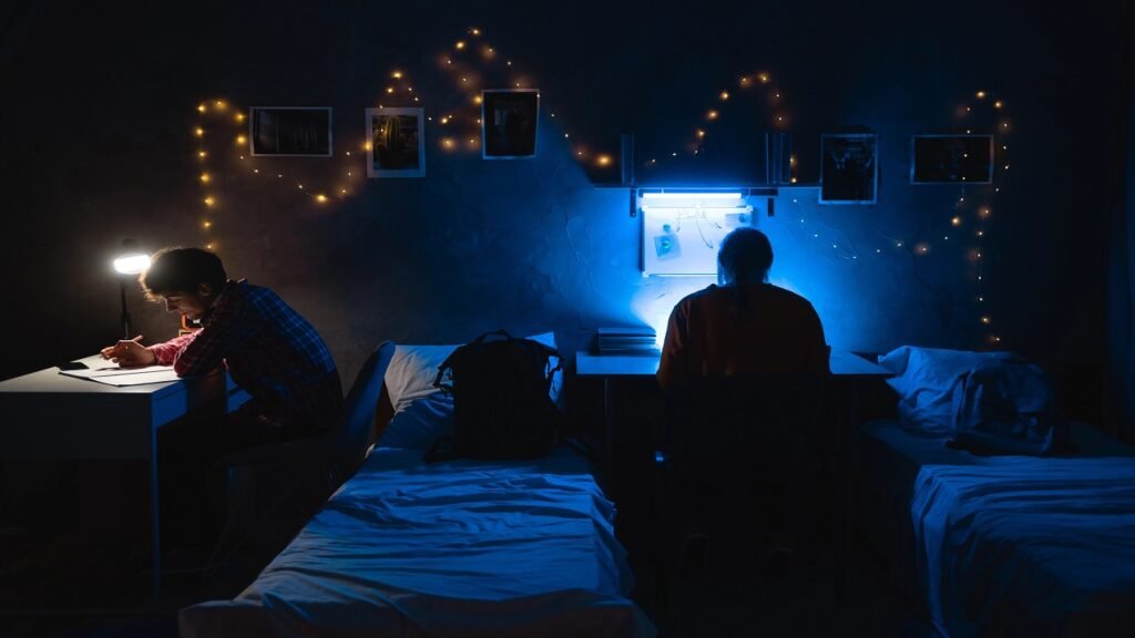 LED Strip Lighting Along the Desk or Bed Frame