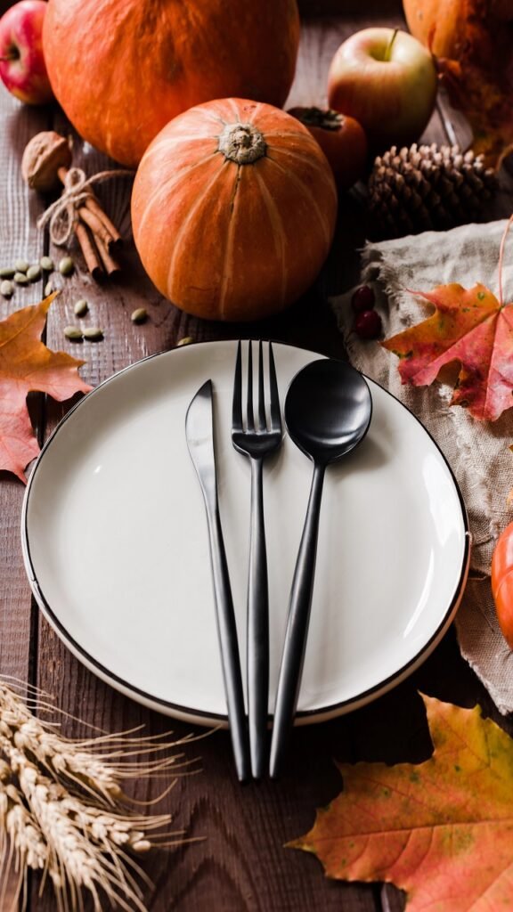 The Plaid Runner and Real Pumpkin Setup